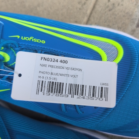 Nike Precision VII Easyon Blue and Neon Green Athletic Shoes Size 9 - Picture 4 of 4